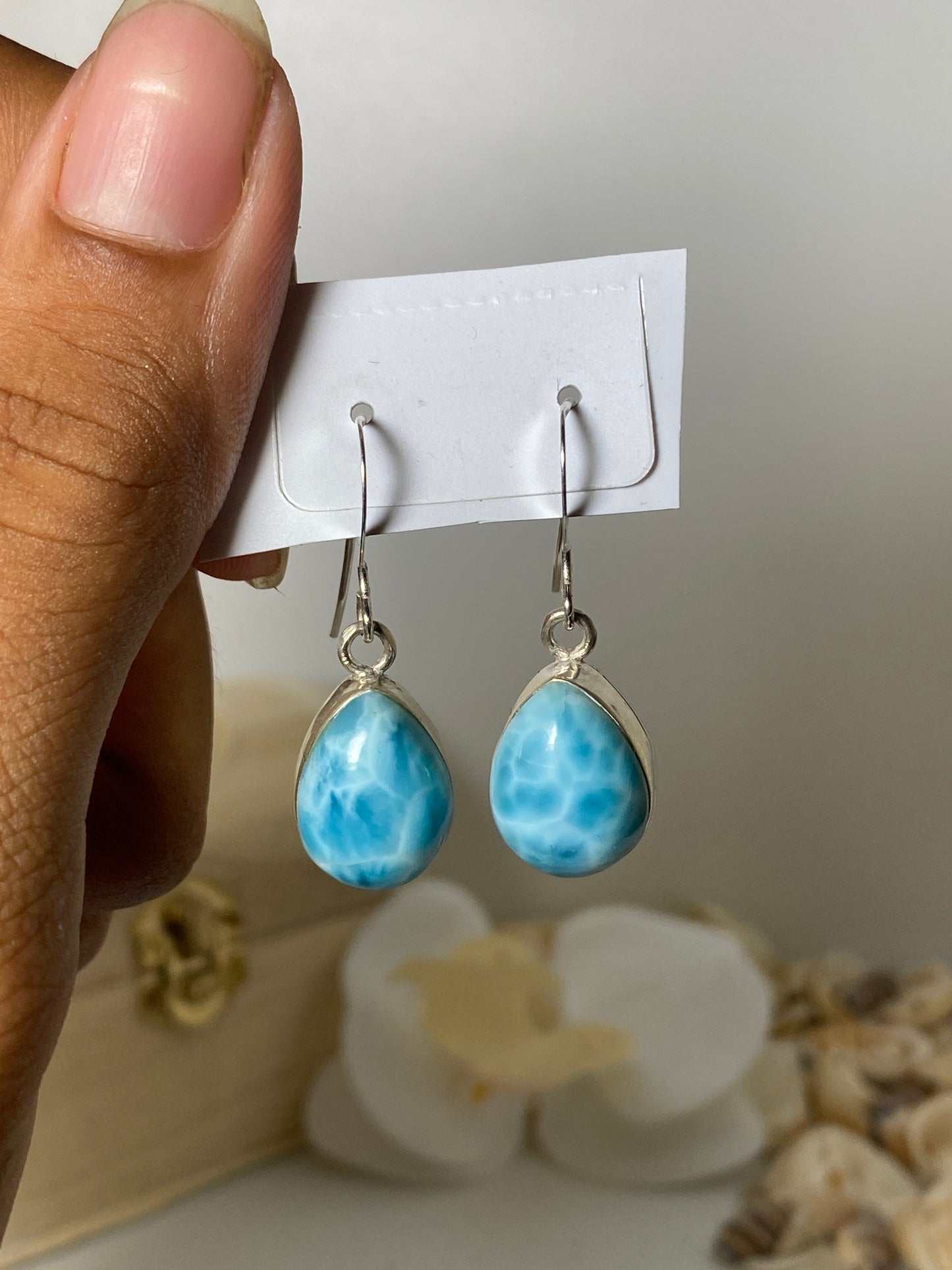 Larimar earrings ( tear )