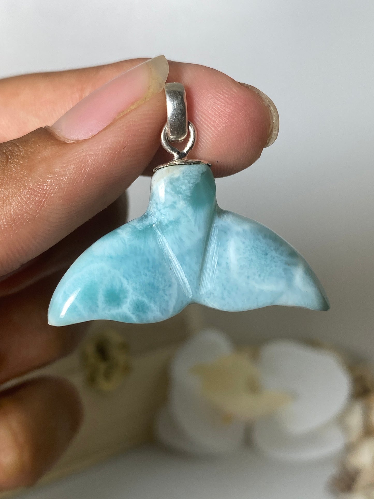 Larimar pendant ( Dolphin form )