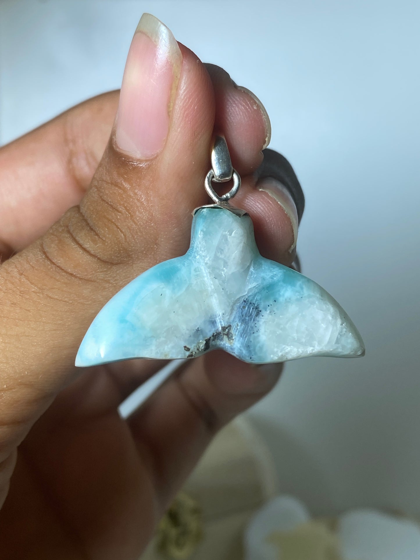 Larimar pendant ( Dolphin form )