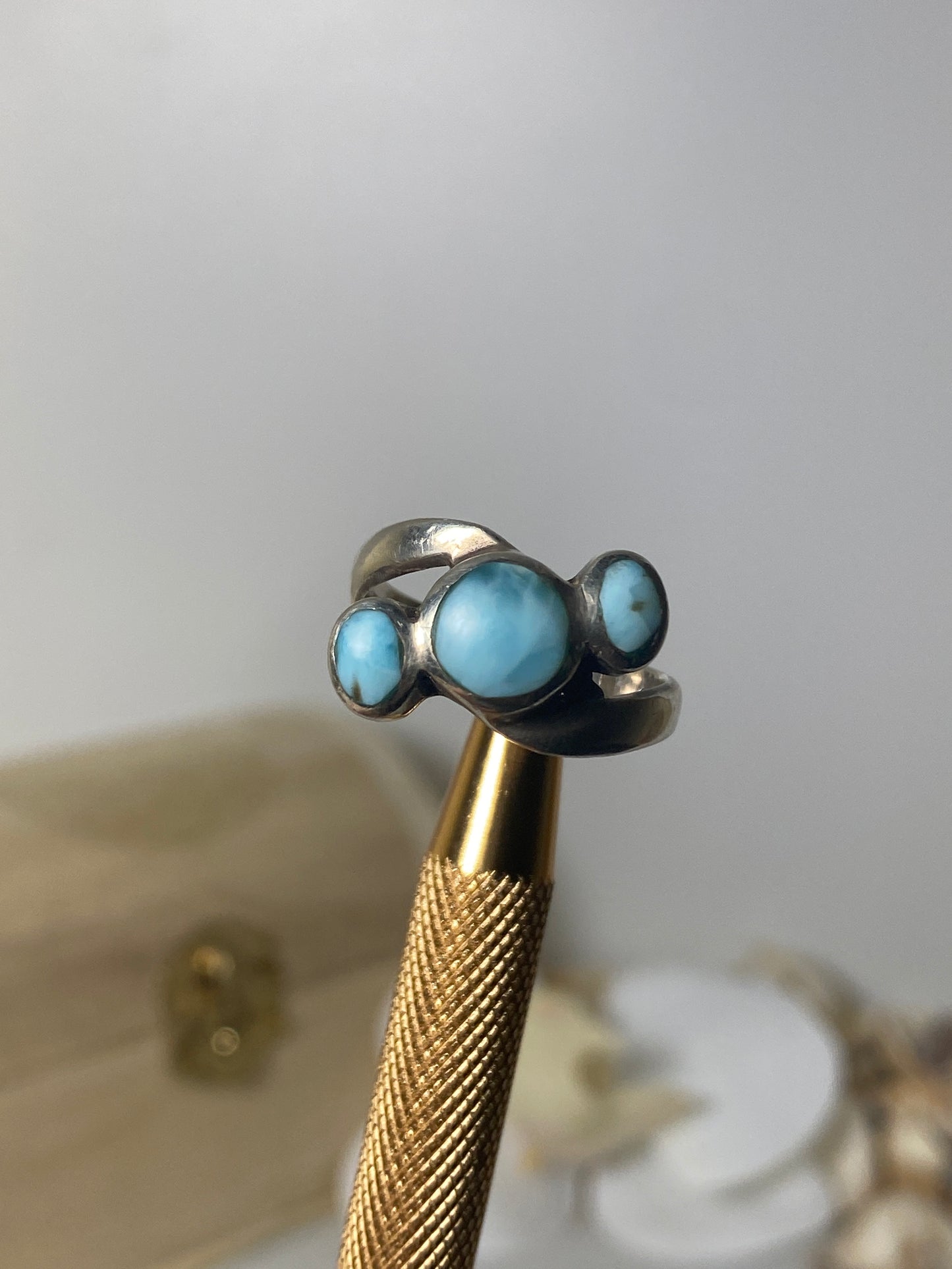 Larimar Ring ( 3 stone )