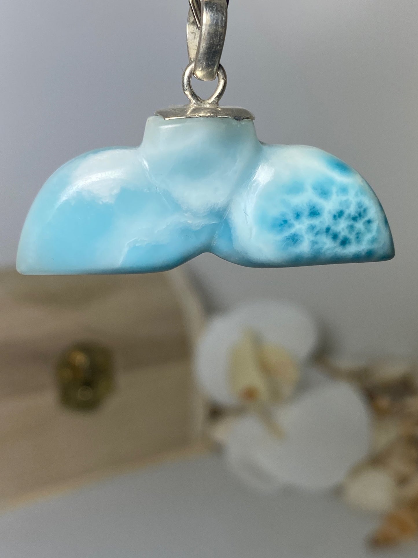 Larimar pendant ( Dolphin tail )