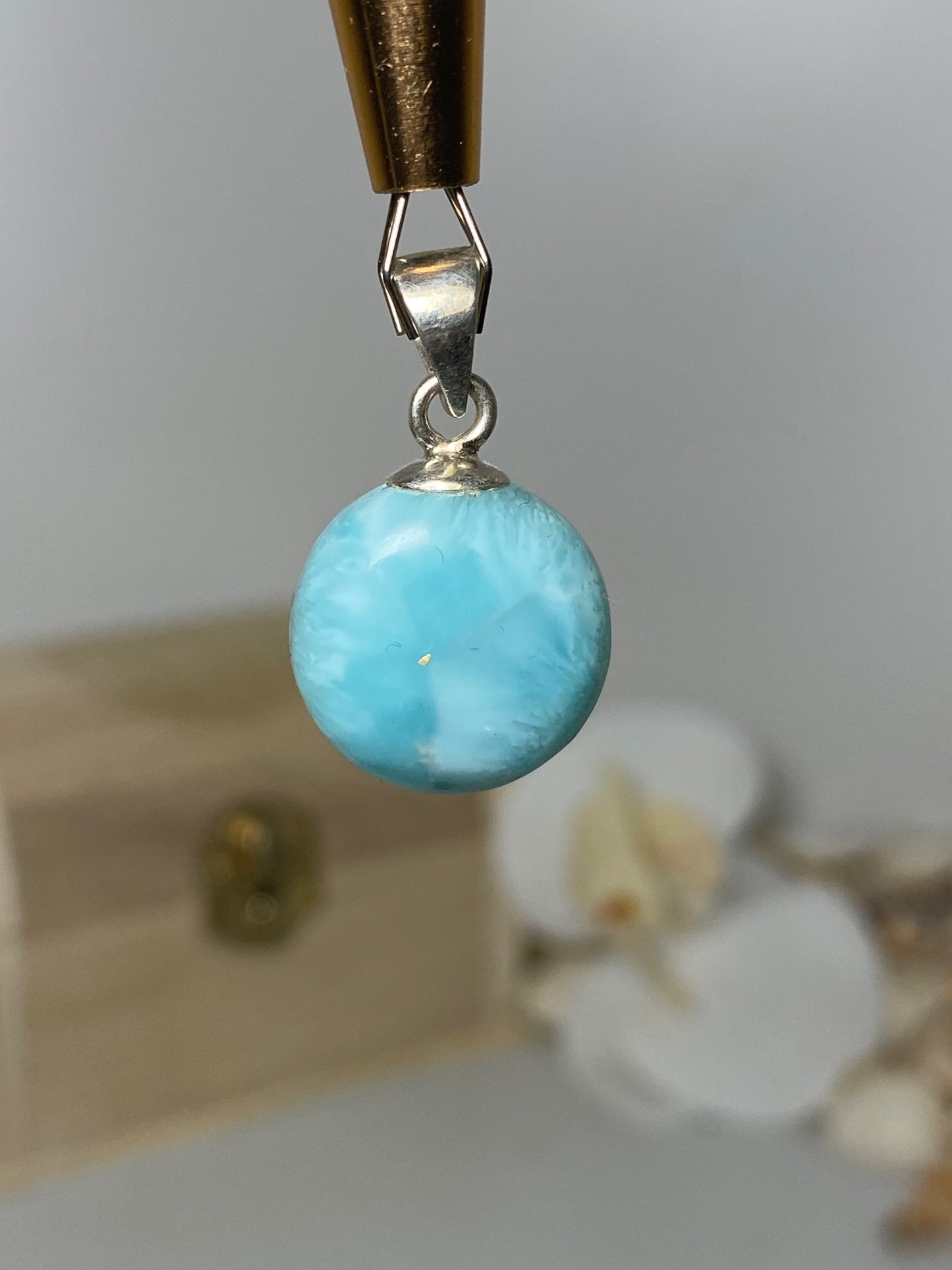 Beautiful Round Larimar Pendant
