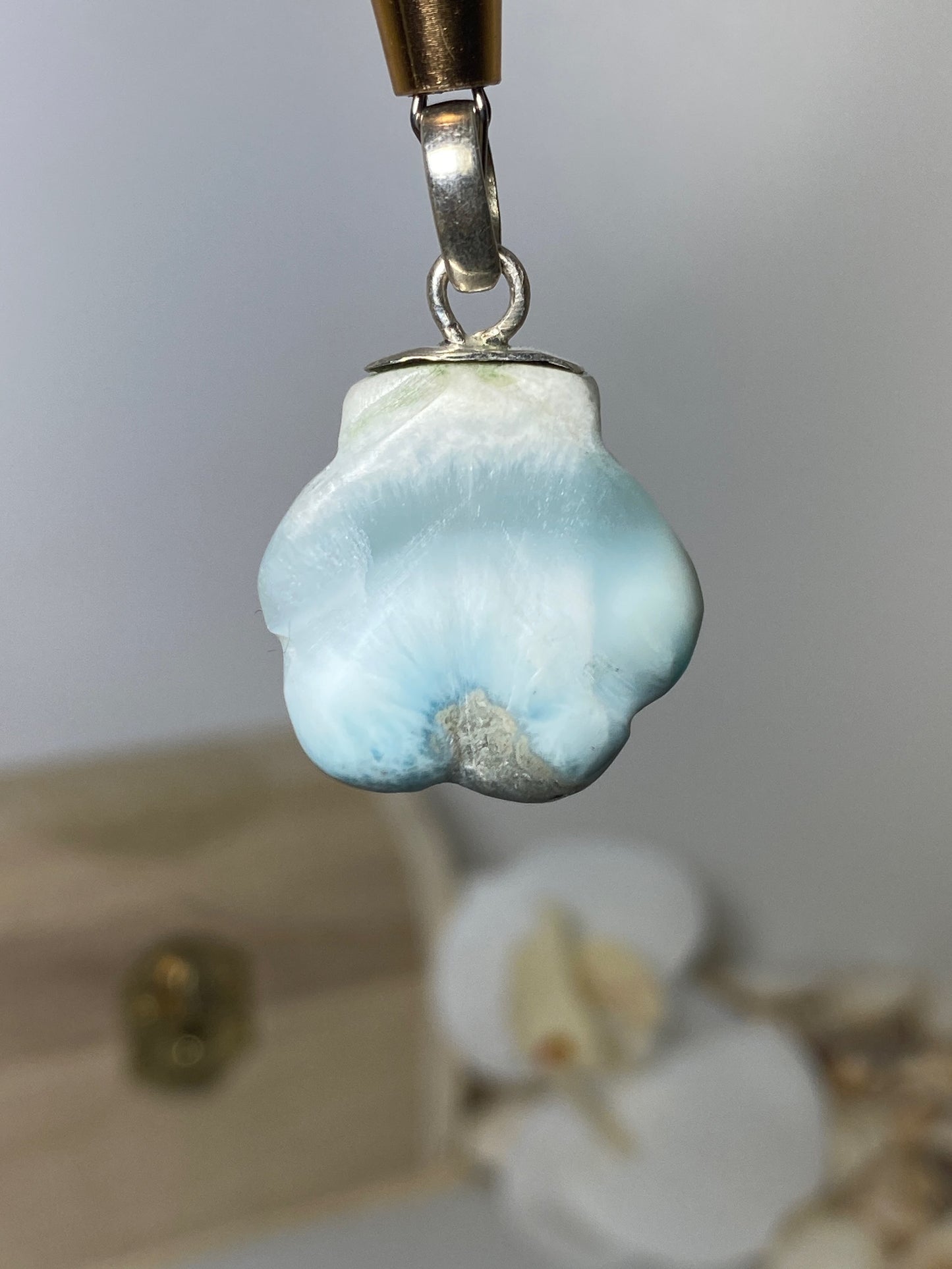 Beautiful Shell Larimar Pendant