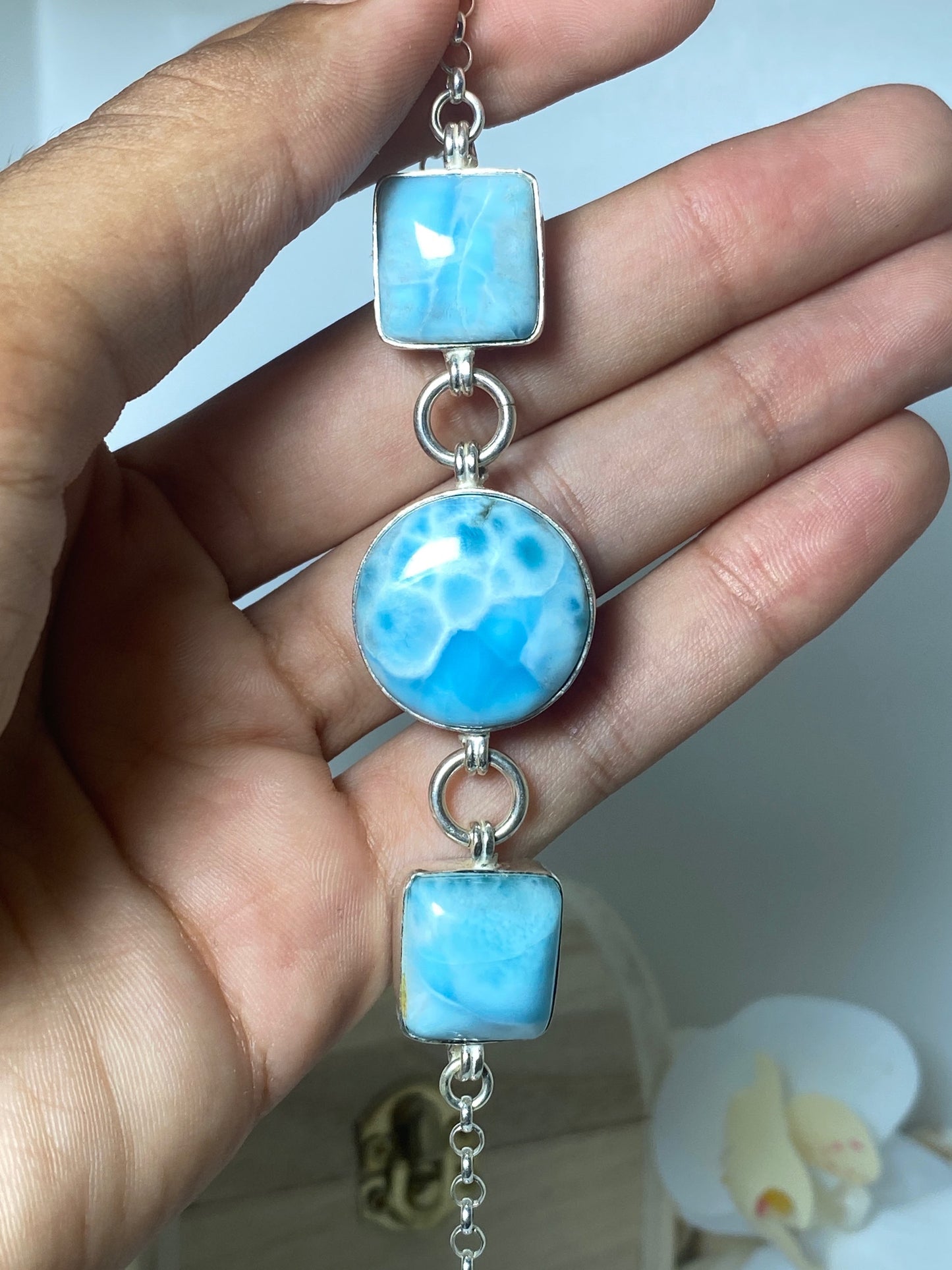 Larimar bracelet ( 3 stones )