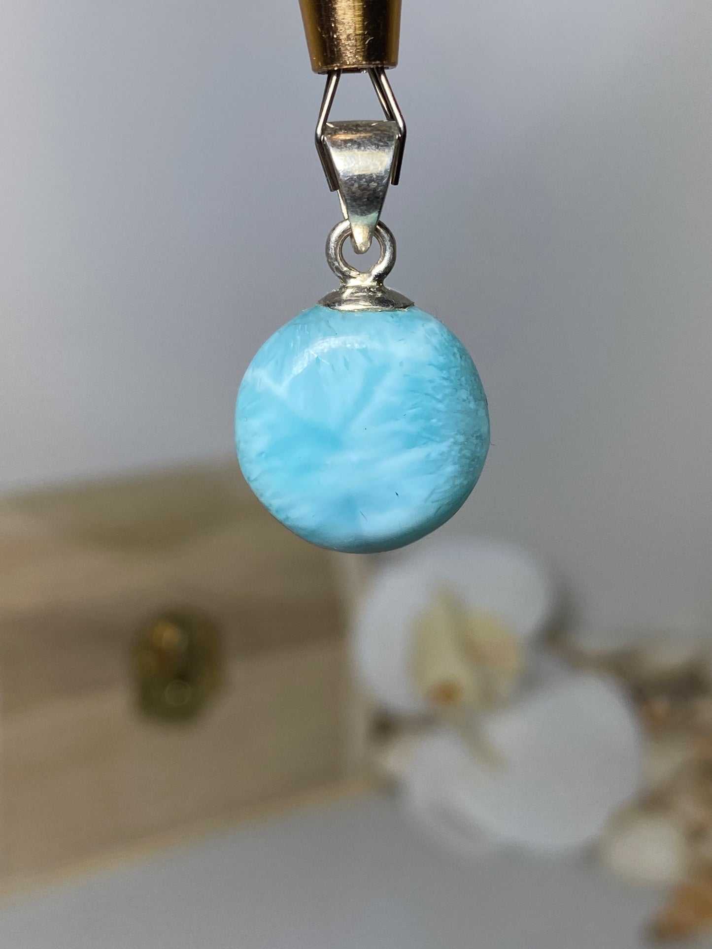 Beautiful Round Larimar Pendant