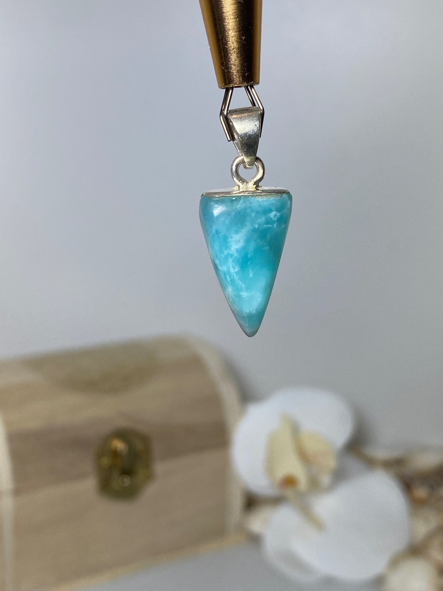 Beautiful Triangle Larimar Pendant
