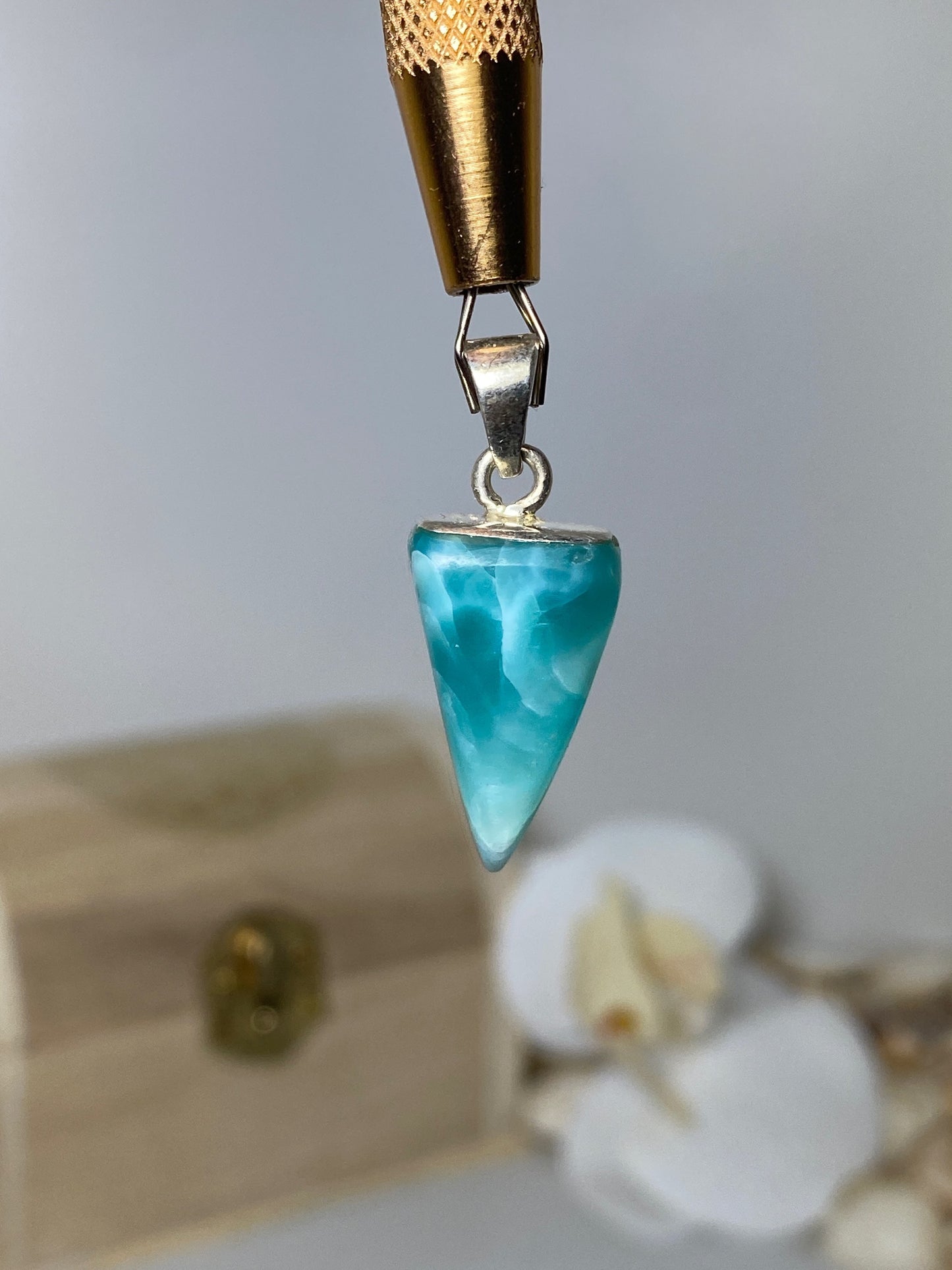 Beautiful Triangle Larimar Pendant