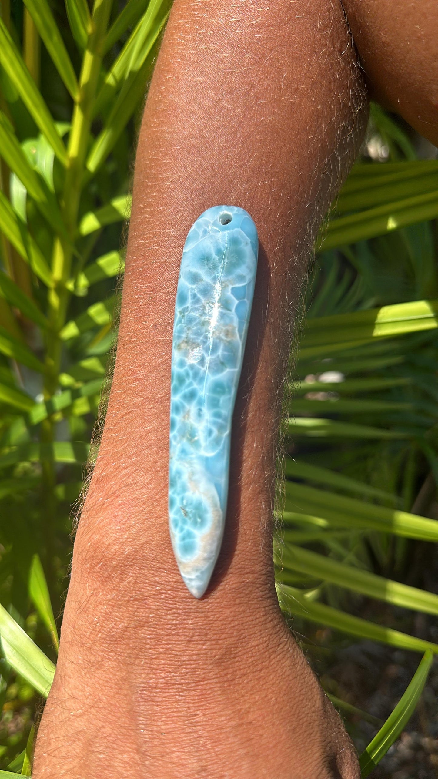 Larimar Man Pendant 11 cm Long Special Design 42 grams weight
