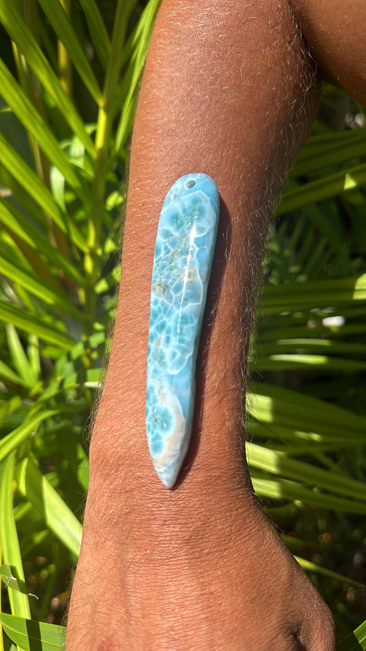 Larimar Man Pendant 11 cm Long Special Design 42 grams weight