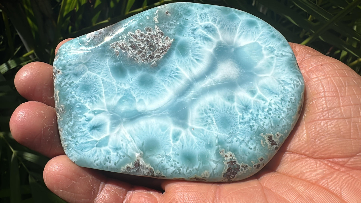 Beautiful Larimar Soap with the signature of a whale Inside