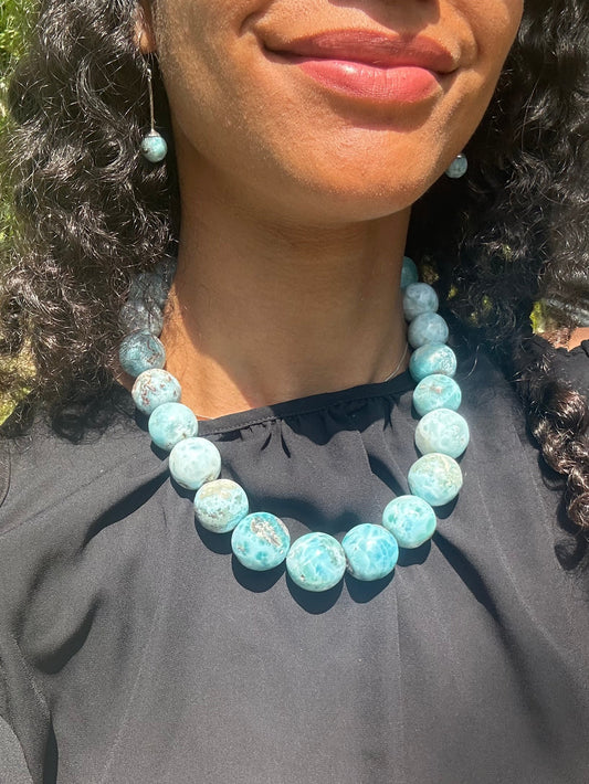The Largest Larimar Necklace in the World: Born in the Caribbean