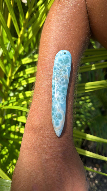 Larimar Man Pendant 11 cm Long Special Design 42 grams weight