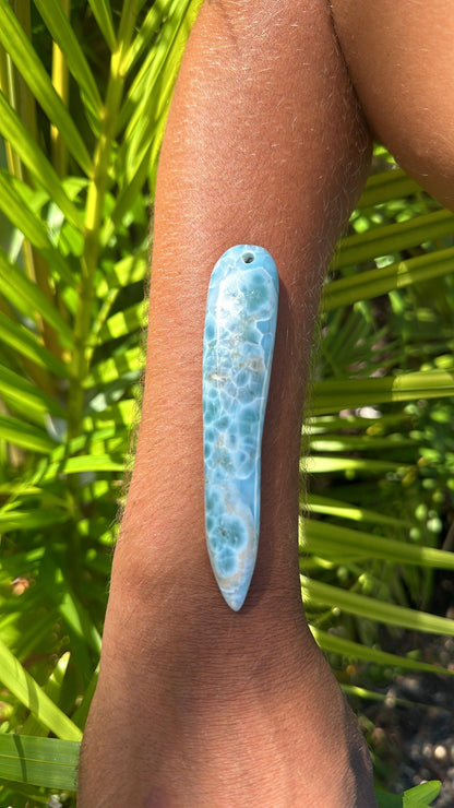 Larimar Man Pendant 11 cm Long Special Design 42 grams weight