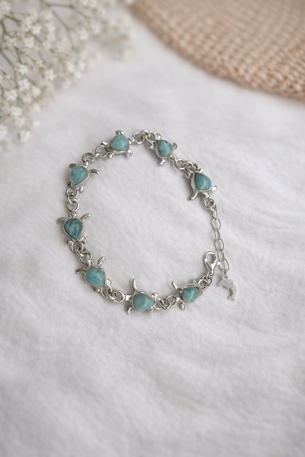 Larimar Silver Bracelet · Turtle Design
