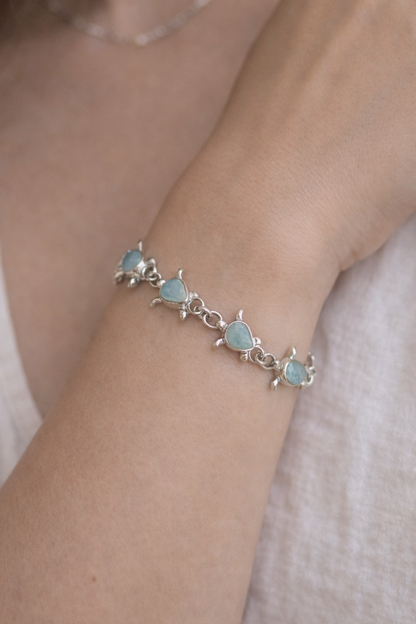 Larimar Silver Bracelet · Turtle Design