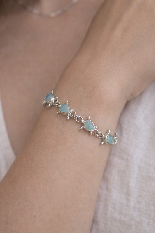 Larimar Silver Bracelet · Turtle Design
