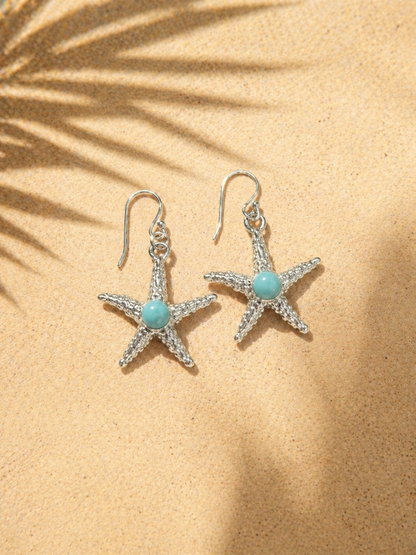 Larimar Starfish Earrings in 925 Silver – Caribbean Ocean collection