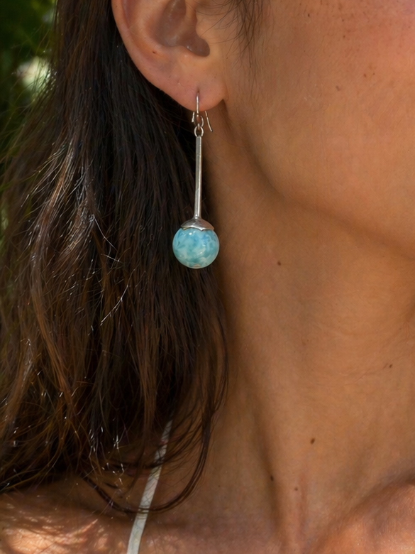 Larimar “Miami Drop” Dangle Earrings in 925 Silver