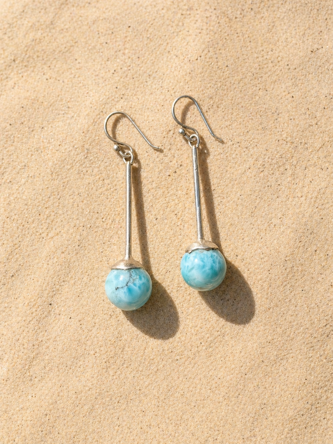 Larimar “Miami Drop” Dangle Earrings in 925 Silver