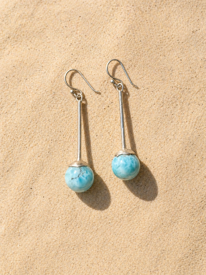 Larimar “Miami Drop” Dangle Earrings in 925 Silver